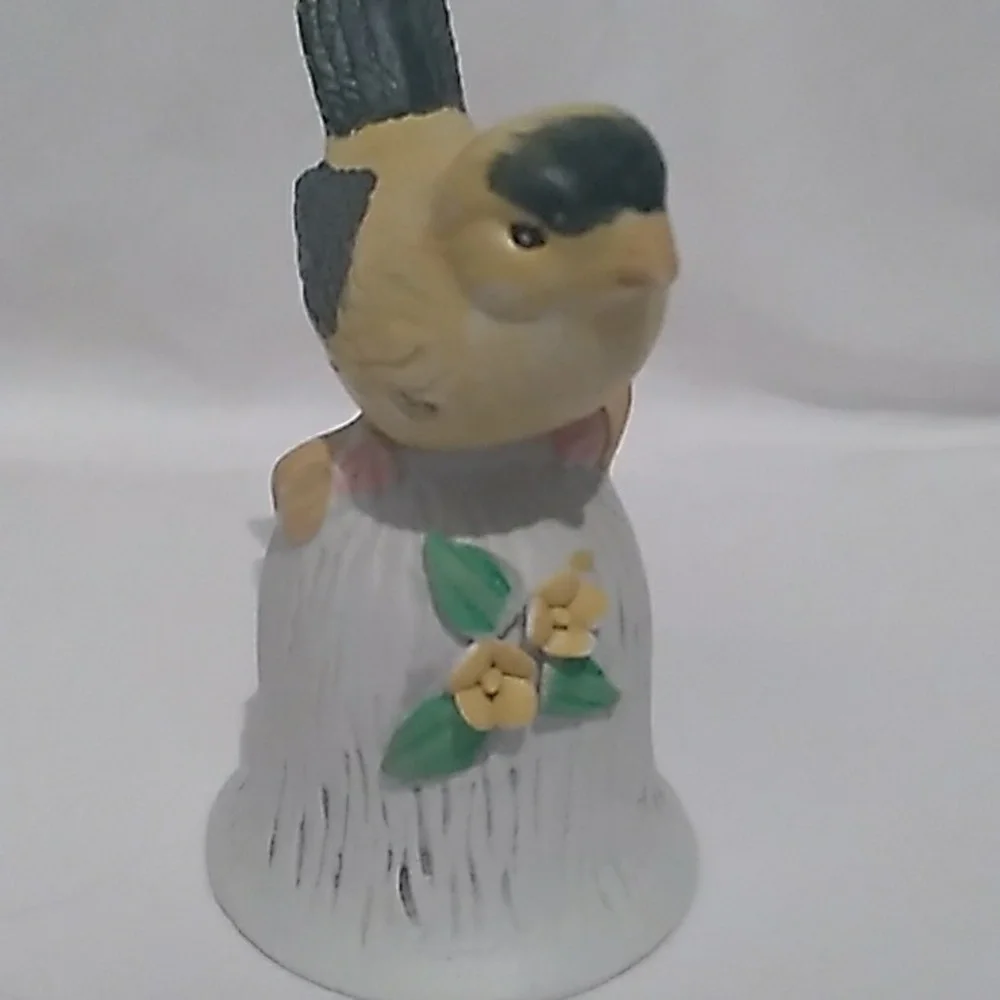 Vintage Yellow Finch Bird Bone-china Bell (S1)